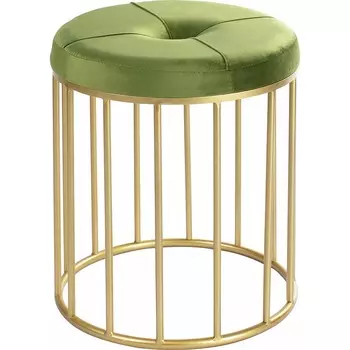 Пуф Glasar золотистый с зелёным 35х35х42 см