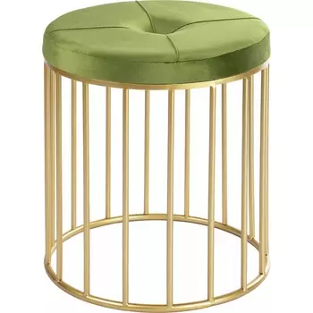 Пуф Glasar золотистый с зелёным 40х40х46 см