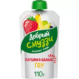 Пюре Добрый фруктово-ягодное питьевое Клубника-банана гоу 110 мл
