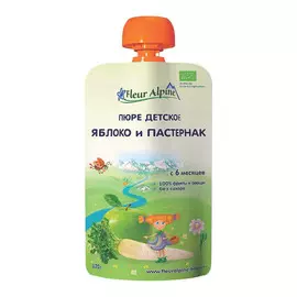 Пюре детское Fleur Alpine ЯБЛОКО И ПАСТЕРНАК, с 6 месяцев, 120 г
