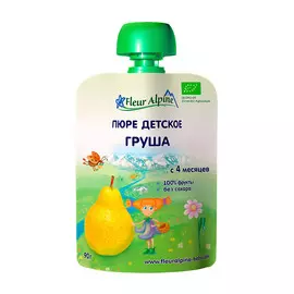 Пюре детское Fleur Alpine ГРУША, с 4 месяцев, 90 г