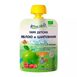 Пюре детское Fleur Alpine ЯБЛОКО и ШИПОВНИК, с 5 месяцев, 90 г