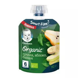 Пюре фруктовое Gerber Organic Груша, яблоко, банан 90 г