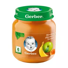 Пюре фруктовое Gerber Яблоко, абрикос, банан 130 г