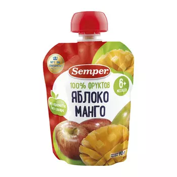 Пюре фруктовое Semper Яблоко и манго 90 г