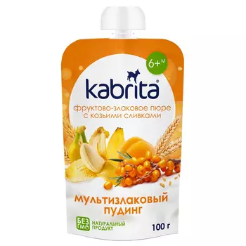 Пюре Kabrita мультизлаковый пудинг с облепихой с козьими сливками с 6 месяцев 100 г