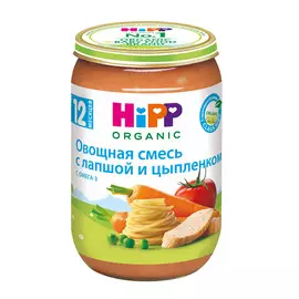 Пюре мясо-овощное HiPP овощная смесь с лапшой и цыпленком 220 г