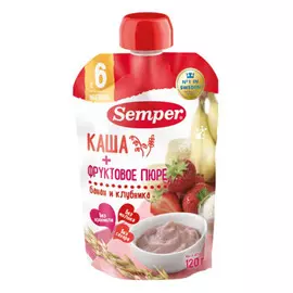 Пюре Semper Бананово-клубничное с кашей, с 6 месяцев, 120 г