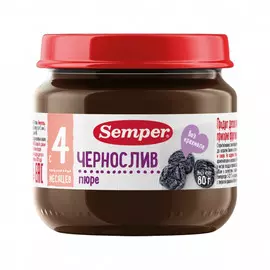 Пюре Semper чернослив, с 4 месяцев, 80 г