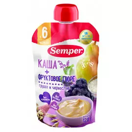 Пюре Semper Грушево-черносливовое с кашей, с 6 месяцев, 120 г