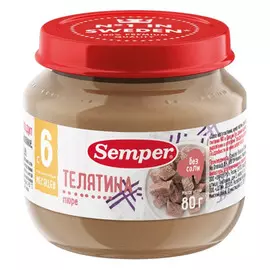 Пюре Semper телятина, с 6 месяцев, 80 г