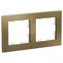 Рамка Schneider Electric 2 поста металл латунь nature