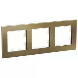 Рамка Schneider Electric 3 поста металл латунь nature