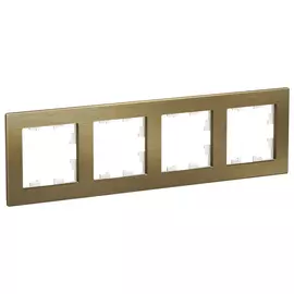 Рамка Schneider Electric 4 поста металл латунь nature