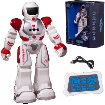 Робот Junfa на радиоуправлении Свет/Звук/Движение с русским озвучанием (ZY818334/бело-красный)