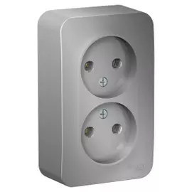 Розетка двойная без заземления алюминий Schneider Electric