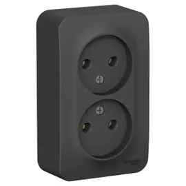 Розетка двойная без заземления антрацит Schneider Electric