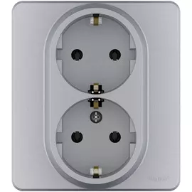 Розетка двойная Legrand Inspiria 2х2К+З, цвет - алюминий