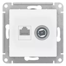 Розетка двойная Schneider Electric AtlasDesign RJ45 + TV белый
