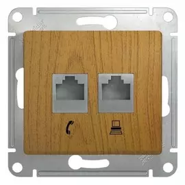 Розетка двойная Schneider Electric Glossa RJ45 + RJ11 дерево дуб