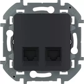 Розетка компьютерная Legrand Inspiria 2 разъема RJ 45 6 UTP, цвет - антрацит