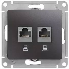 Розетка компьютерная Schneider Electric Glossa RJ45 + RJ45 графит