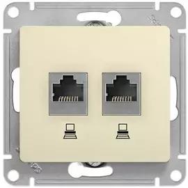 Розетка компьютерная Schneider Electric Glossa RJ45 + RJ45 молочный