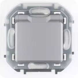 Розетка Legrand Inspiria 2К+З, цвет - алюминий,с крышкой