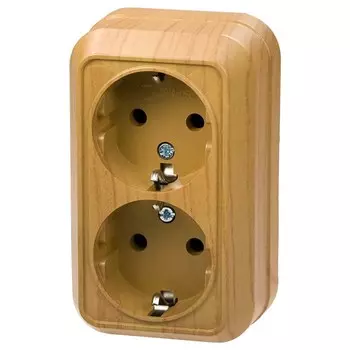 Розетка Makel 2 гнезда с/з дуб накладная