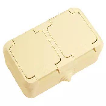 Розетка Makel 2гн с/з крышка накладная крем