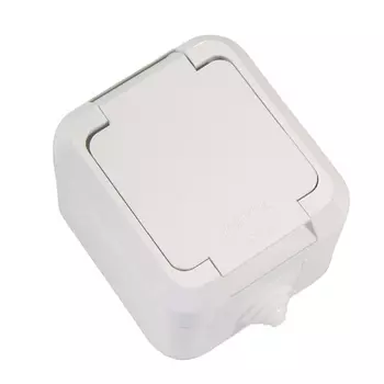 Розетка Makel одинарная ip44 с/з крышкой белая