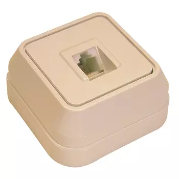 Розетка Makel телефонная крем накладная