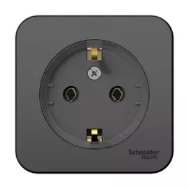 Розетка с заземлением компакт антрацит Schneider Electric