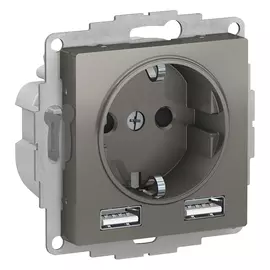 Розетка Schneider Electric 16а 2usb 5в/2.4а 2х5в/1.2а сталь