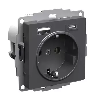 Розетка Schneider Electric AtlasDesign базальтового цвета 16а 2 usb a+c