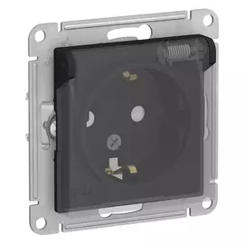 Розетка Schneider Electric с/з с/ш с крышкой 16а ip44 карбон