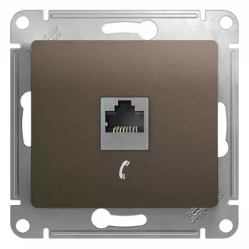 Розетка телефонная Schneider rj11, шоколад