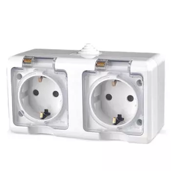 Розетка Tokov Electric Dita 2-м с заземлением с прозрачной крышкой белая