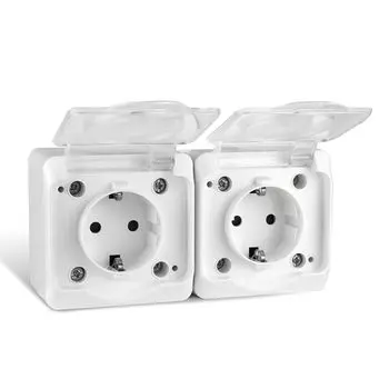 Розетка Tokov Electric Nix 2-м с заземлением с прозрачной крышкой белая