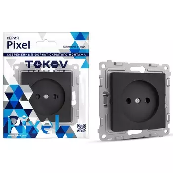 Розетка Tokov Electric Pixel 1-м без заземления цвет карбоновый