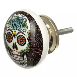 Ручка керамическая Blumen haus "череп" черный