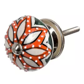 Ручка керамическая Blumen haus "лотос королевский" белый, оранжевый