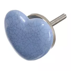 Ручка керамическая Blumen haus "сердце" серо-голубой