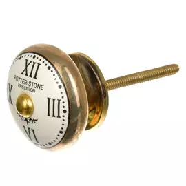 Ручка металлическая Blumen haus "часы" белый/золотой