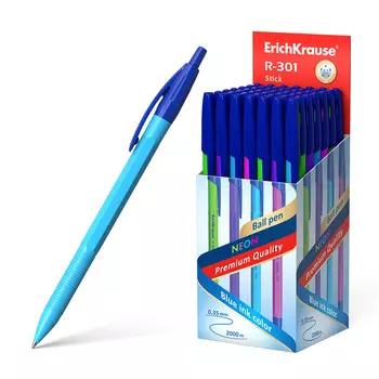 Ручка шариковая автоматическая Erich Krause R-301 Neon Matic 0,7 синяя в ассортименте