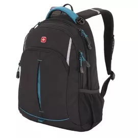 Рюкзак WENGER, черный/бирюзовый, фьюжн/2 мм рипстоп, 32x15x46 см, 22 л