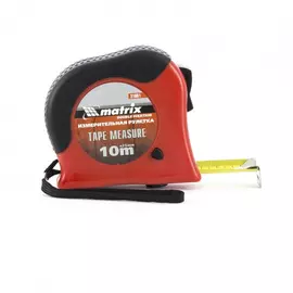 Рулетка Matrix Double fixation, 10 м х 25 мм, обрезиненный корпус, двойная плавная фиксация