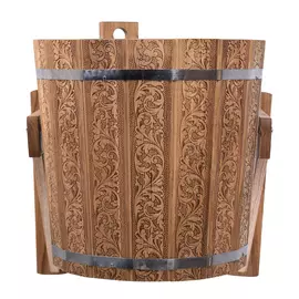 Русский душ 20 л "Банные штучки" «Цветочный орнамент», обливное устройство c нержавеющей вставкой и наливным клапаном в коробке, дуб