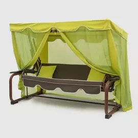 Садовые качели Alora Garden Rubush коричневые с зеленым на 4 места