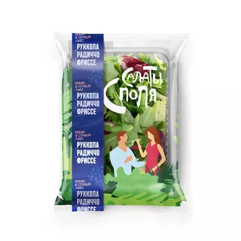 Салатная смесь Белая Дача Руккола радиччо и фриссе, 75 г